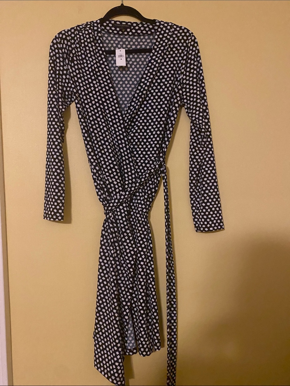 Banana Republic Factory Navy Wrap Dress with White Polka Dots